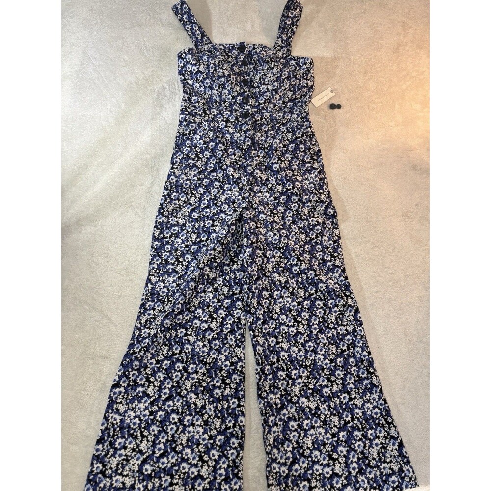 Anthropologie Navy Blue Floral Jumpsuit - Picture 3 of 13